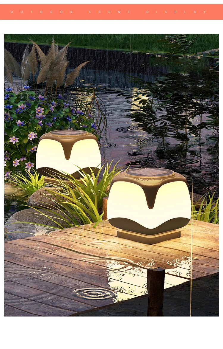 Solar Pillar Lights Outdoor Waterproof Lighting Solar Energy Doorpost Lamp LED Wall Lamp Home Decor Fence Villa Gate Garden Door