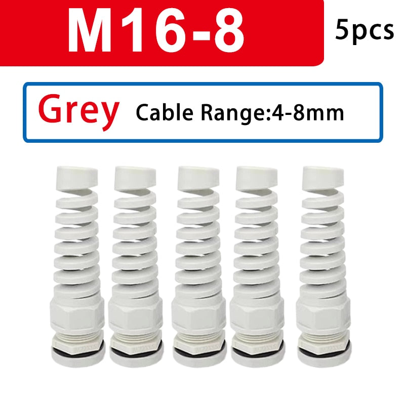 5pcs Waterproof IP68 Anti-bending Cable Gland M12 Plastic Joint M16 Nylon PA66 Torsion-proof Glands M20 M25 Seal Joint M18 Connector