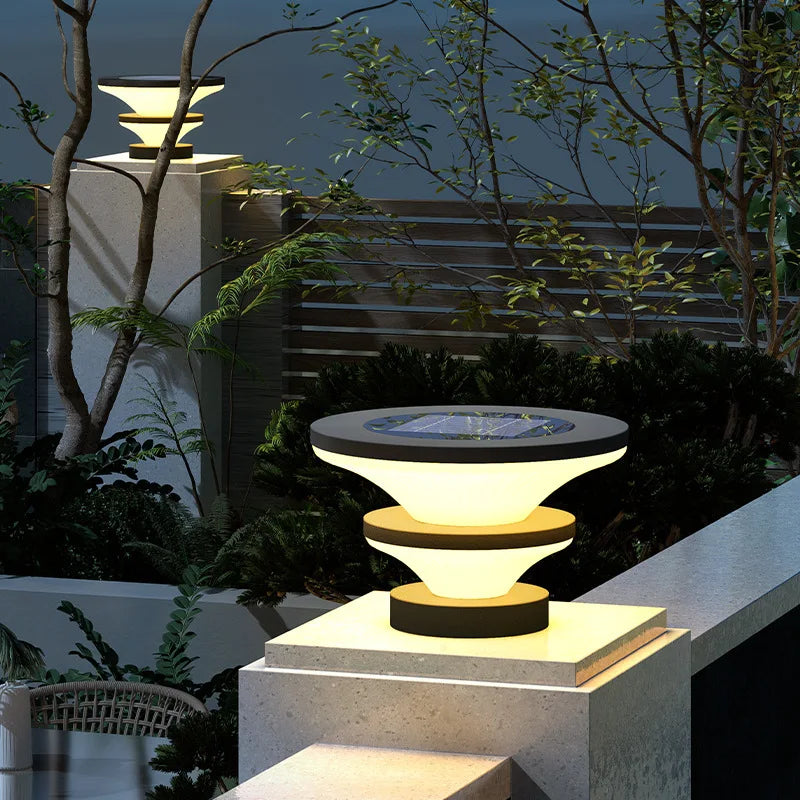 Solar Pillar Lights Solar Energy Super Bright Lighting LED Wall Lamp Outdoor Waterproof Modern Home Decor Villa Door Gate Garden