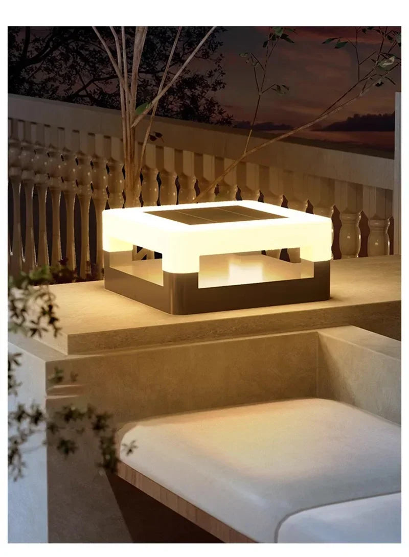 Outdoor Waterproof Solar Pillar Lights LED Wall Lamp Square Home Decor Solar Energy Super Bright Villa Lighting Door Gate Garden