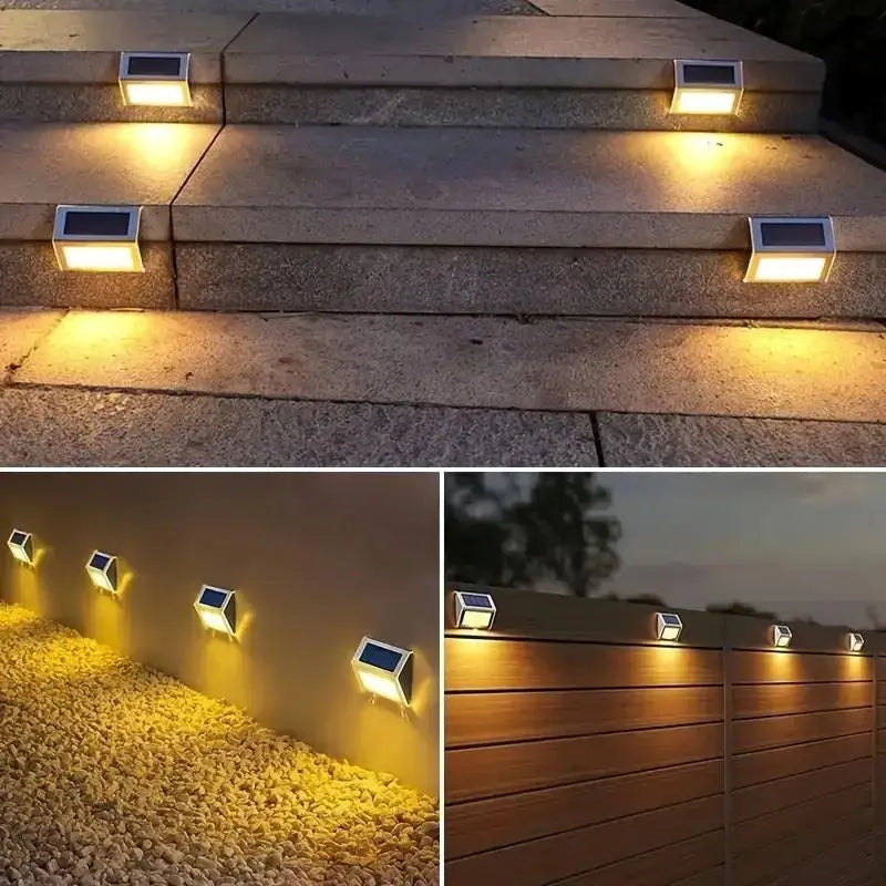 1/2/6PCS Solar Deck Lights 3LED Outdoor Staircase Lights Fence Lights Suitable for Garden Backyard Terrace Stairs