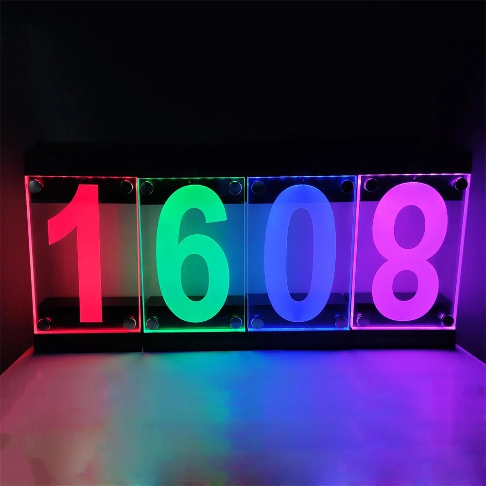 Acrylic RGB Colour Solar Address Sign Digit or Letters House Numbers Illuminated Outdoor Plaque & Remote Controller for Yard, Home