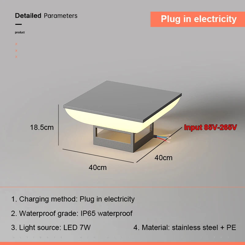 Solar Pillar Lights LED Wall Lamp Solar Energy Home Decor Lighting Outdoor Waterproof Fence Villa Gate Garden Door Courtyard