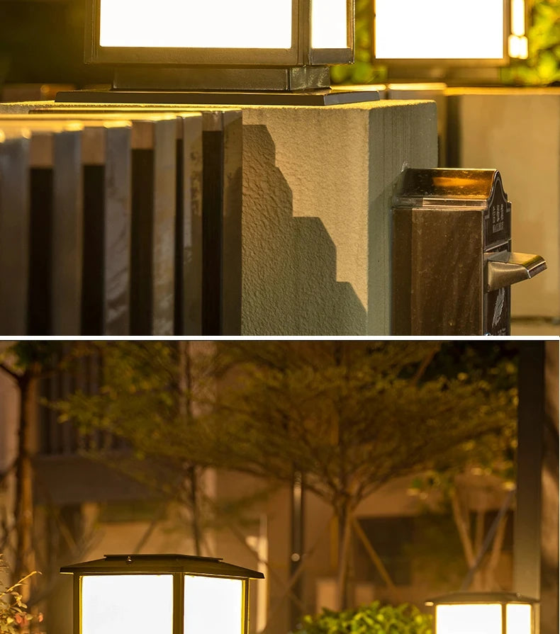 LED Solar Lights Outdoors Waterproof Solar Column Light Classical style Timed with Remote Control LED Light for Garden Patio