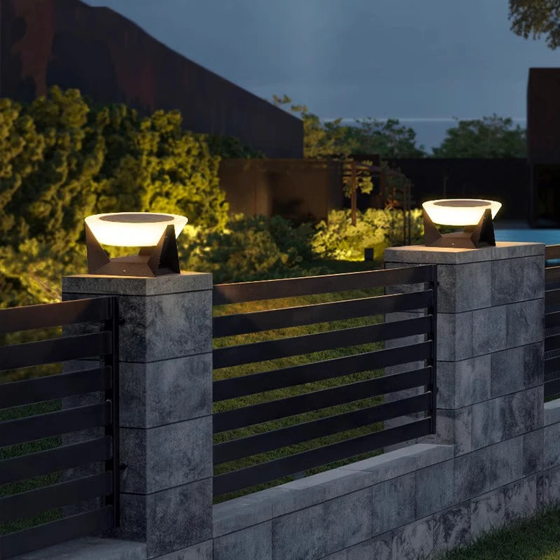 LED Solar Lights Outdoor Garden Light Column Lamps Post Light Waterproof Fence Gate Cap Light Lantern Head Lamp Patio Decoration