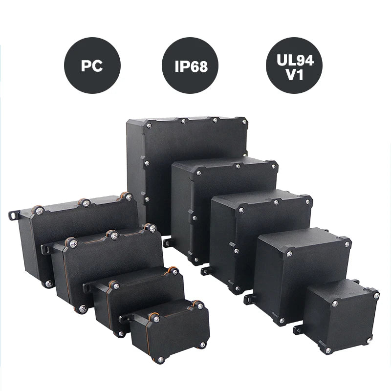 IP68 SZOMK Black Box Outdoor Waterproof Case Plastic Box Electronic Project Case Instrument Waterproof Junction Box Housing