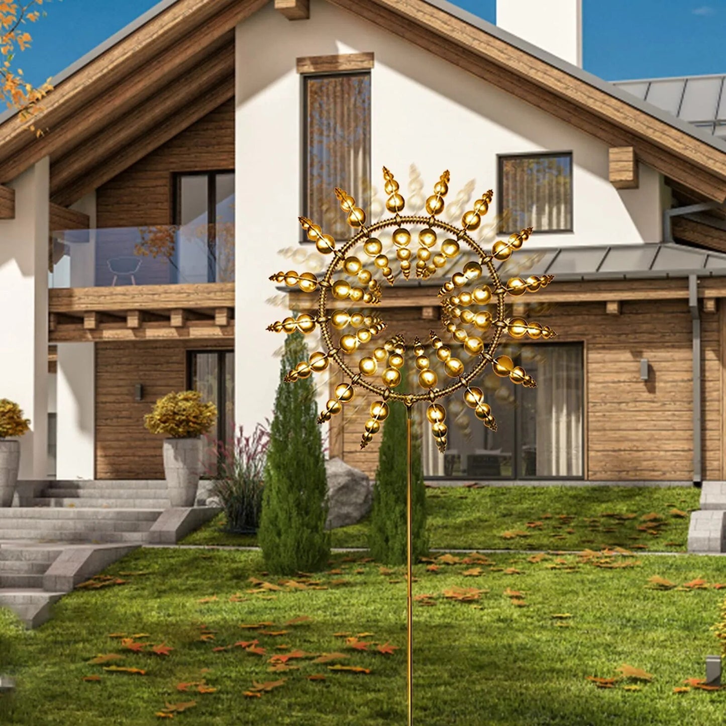 Patio Garden Lawn Outdoor Decoration Unique Wind Collectors Magical Kinetic Metal Windmill Spinner Solar Wind Powered Catchers