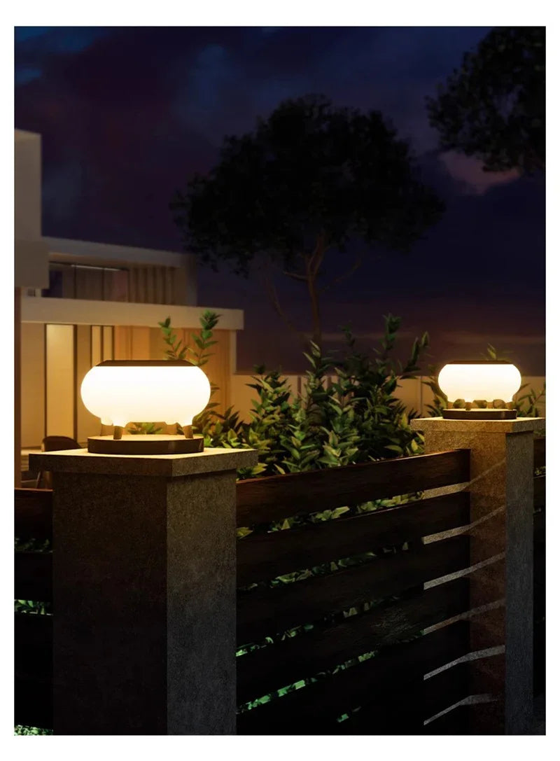Solar Pillar Lights Outdoor Waterproof Home Decor LED Wall Lamp Gate Garden Lighting Decor Solar Energy Super Bright Door Villa