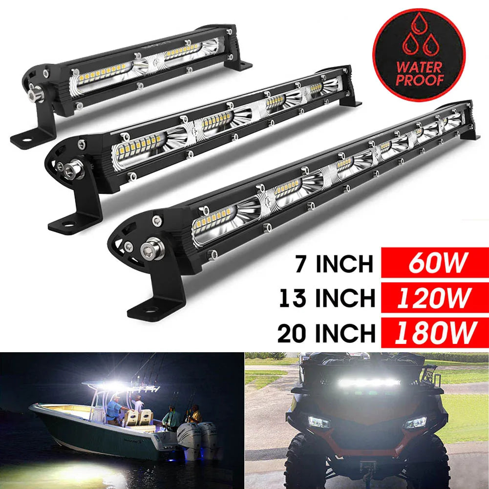 7/13/20 inch LED Bar Offroad Spot Flood LED Light Bar Single Row for Jeep Truck Car SUV 4WD 4x4 Boat ATV Barra Ultra Slim12V/24V