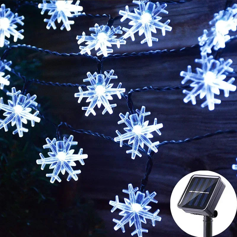 Holiday Pine Cones Snowflake Lights Solar DIY Fairy Pinecon Garland Outdoor Light String for Christmas Wedding Home Party Decor