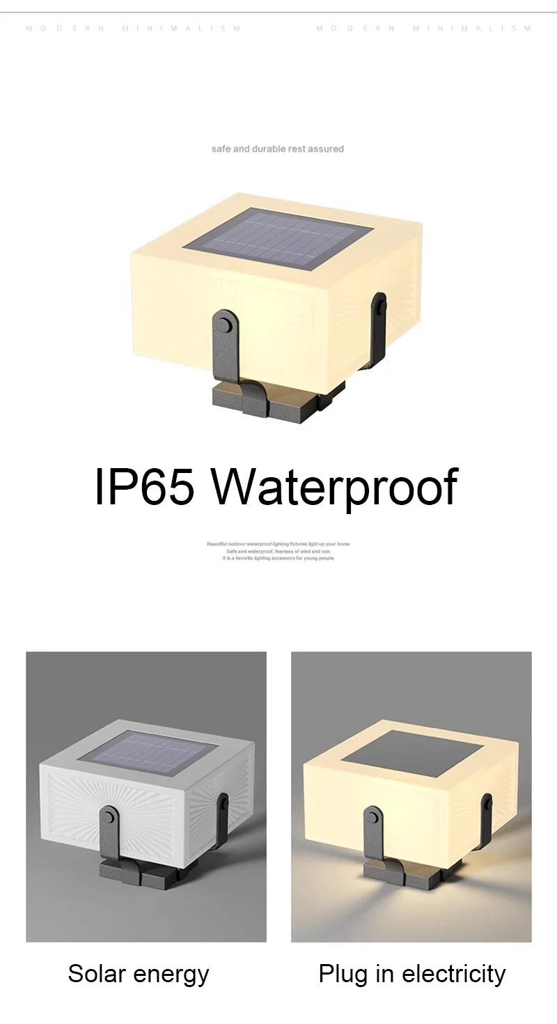 Solar Pillar Lights Home Decor Villa LED Wall Lamp Outdoor Waterproof Modern Gate Garden Lighting Solar Energy Super Bright Door