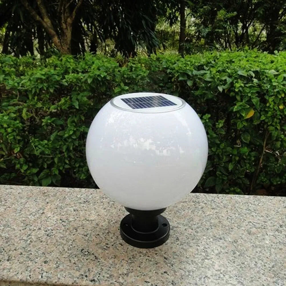 LED 200MM Solar Wall Pillar Lamp Outdoor Round Ball Round Light(White)