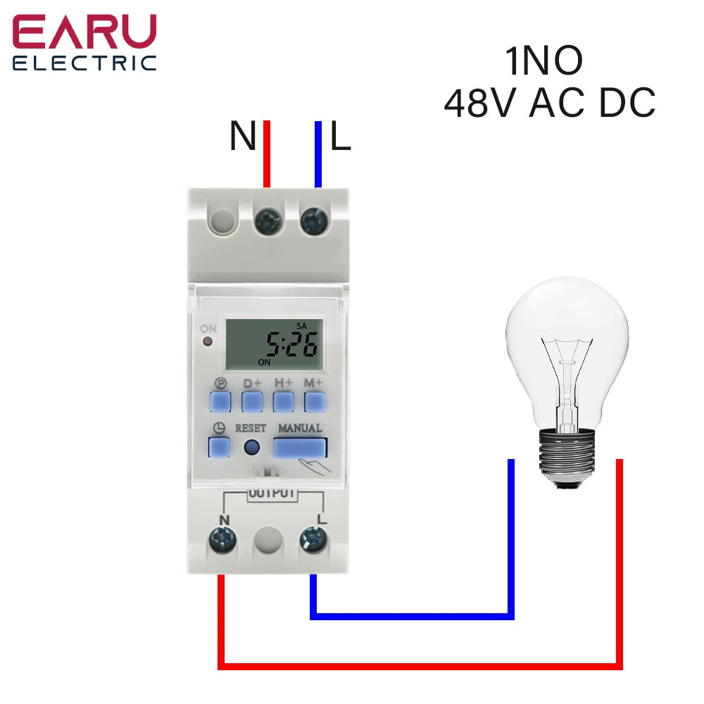 THC15A New type Din Rail 2 wire Weekly 7 Days Programmable Digital TIME SWITCH Relay Timer Control DC 12V 24V 48V 16A