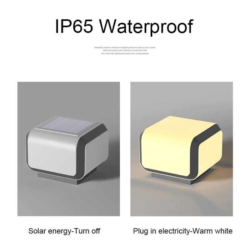 Solar Pillar Lights Outdoor Waterproof LED Wall Lamp Lighting Home Decor Solar Energy Square Lamp Villa Gate Garden Door Fence
