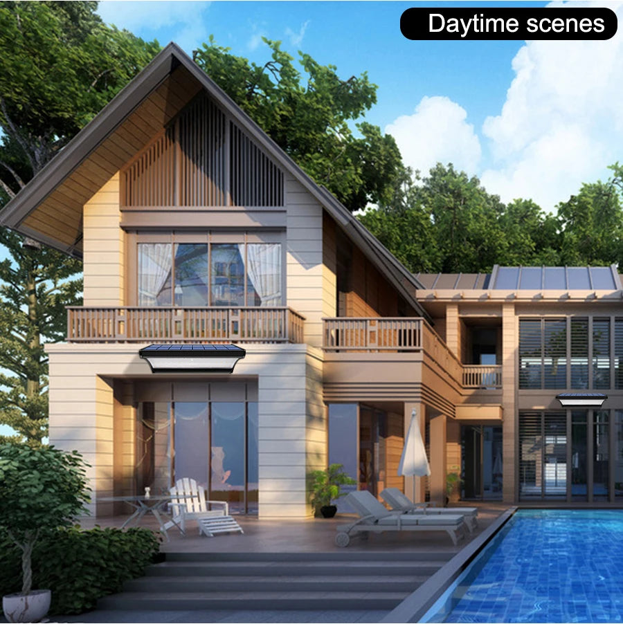 Super Bright Solar Led Lights Outdoor with Sensor 4 Modes Lamp Aluminium Shell Wall Lighting for Garden Security Lighting