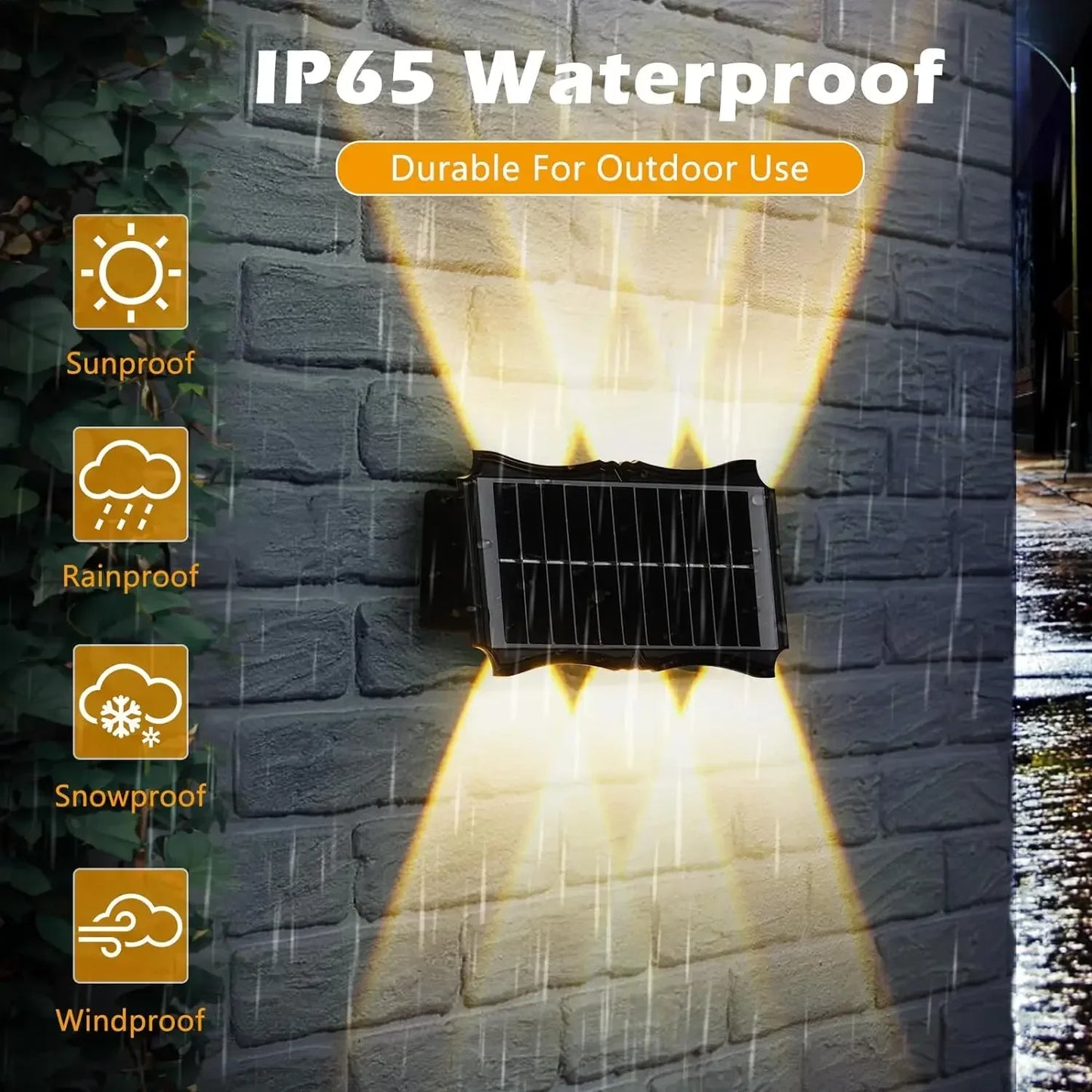 Solar LED Light Wall Lamp Outdoor Waterproof High Brightness Up And Down Luminous Lighting for Outdoor Garden Decoration