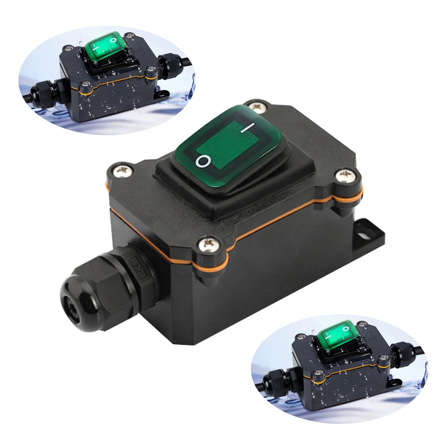 Outdoor Waterproof Rocker Switch 12V/24V Electric Wire Box PG9 Terminal Connector for Cable 4MM-8MM