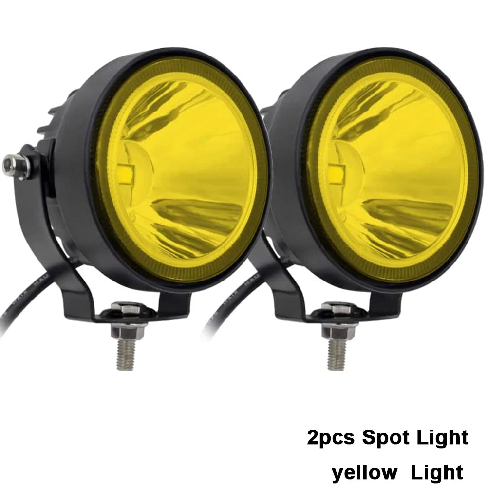 NLpearl 2pcs 12V 24V Led Work Light Offroad 4 Inch Round Spotlights Fog Light For Car ATV Dirt Bike Pickup Truck Boat Motorcycle