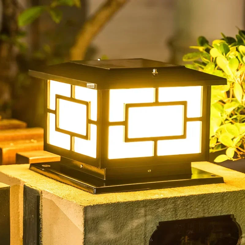 LED Solar Lights Outdoors Waterproof Solar Column Light Classical style Timed with Remote Control LED Light for Garden Patio