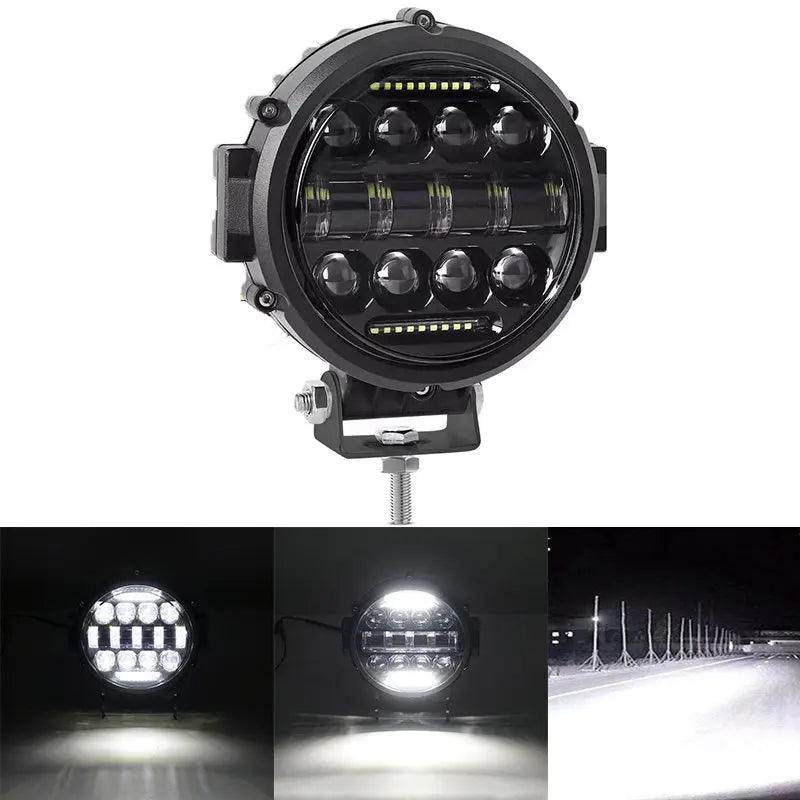 7-inch 60w  Round Led Lights Spotlight Super Bright Offroad LED Work Light Bar Adjustable Mounting Bracket Daytime Running Light