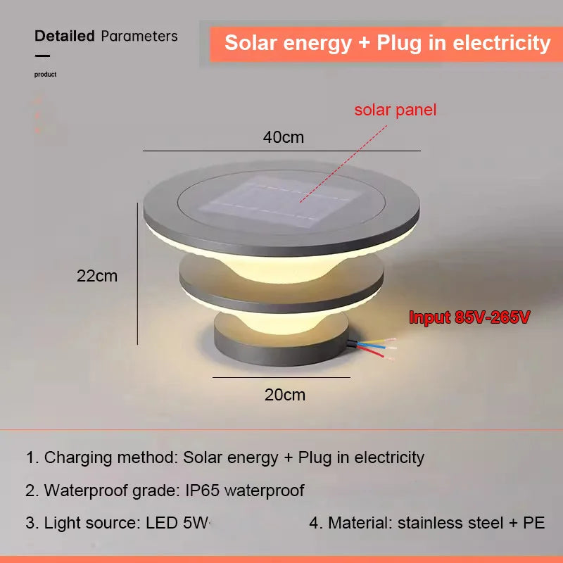 Solar Pillar Lights Solar Energy Super Bright Lighting LED Wall Lamp Outdoor Waterproof Modern Home Decor Villa Door Gate Garden