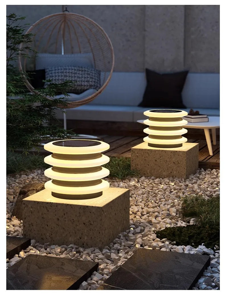 Waterproof Solar Wall Lawn Lamp Solar Column Head Light Outdoor Courtyard Door Pillar Lamp Outdoor Post Light Villa DoorLighting