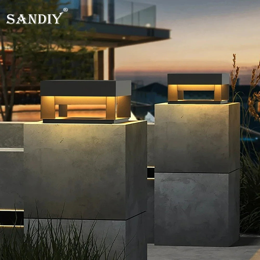 SANDIY Outdoor Wall Lights Solar Powered Fence Lamp Yard Pillar Lighting Villa Gate Waterproof Garden Street Decor Luminaires