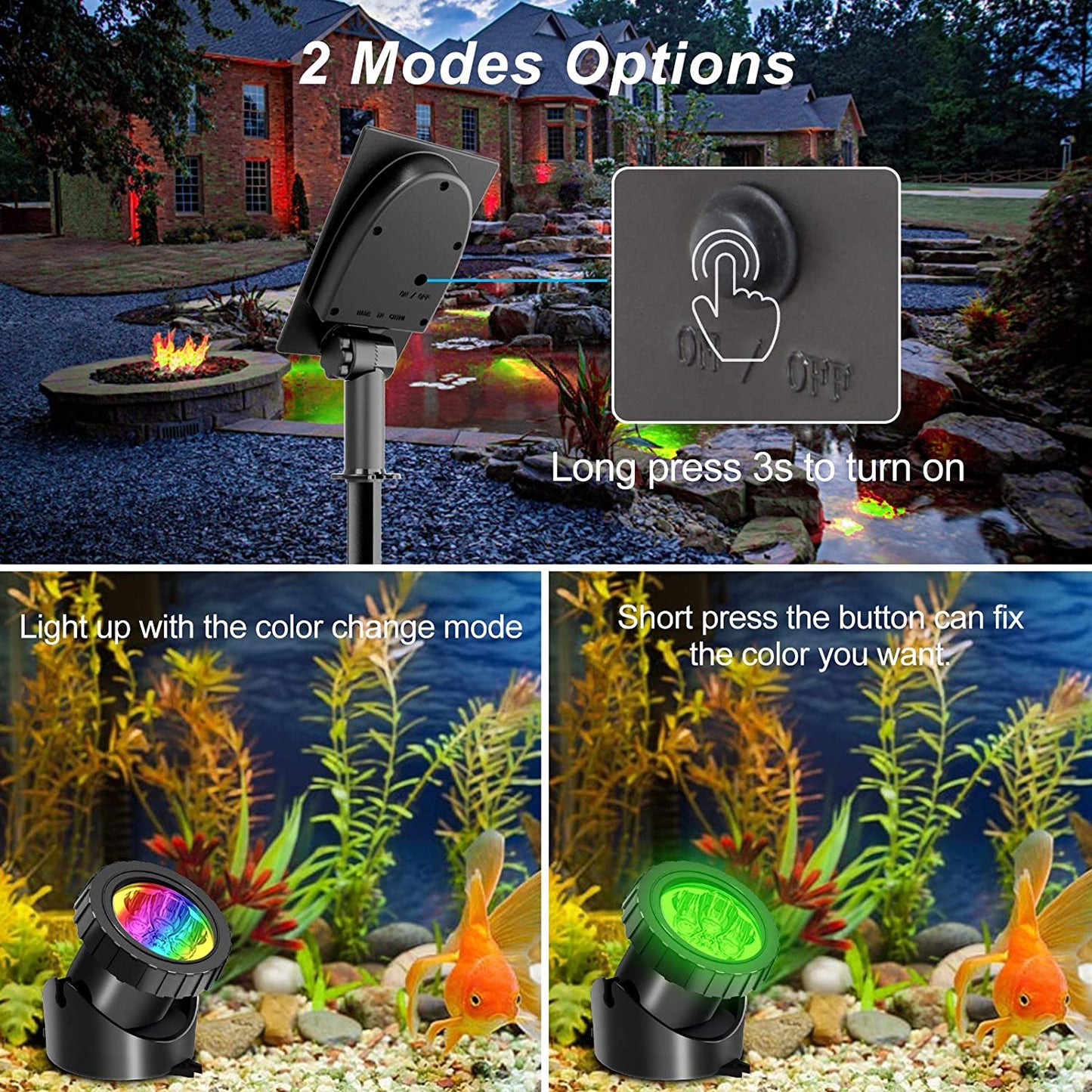 Solar Underwater Lights Outdoor RGB Waterproof Garden Pool Yard Landscape Spotlights Pond Aquarium Fish Tank Decor Solar Lamp