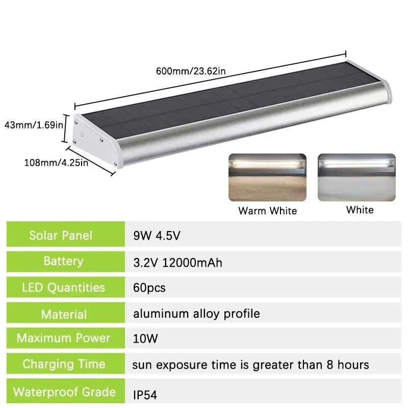 Solar LED Wall Lamp Waterproof Billboard Lights Aluminum  12000mAh Advertisement Lighting High Garden Security Home Spotlights