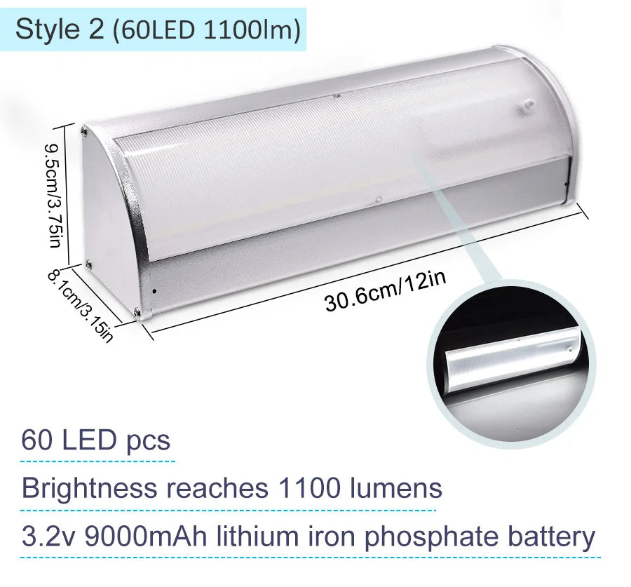 Super Bright Solar Led Lights Outdoor with Sensor 4 Modes Lamp Aluminium Shell Wall Lighting for Garden Security Lighting