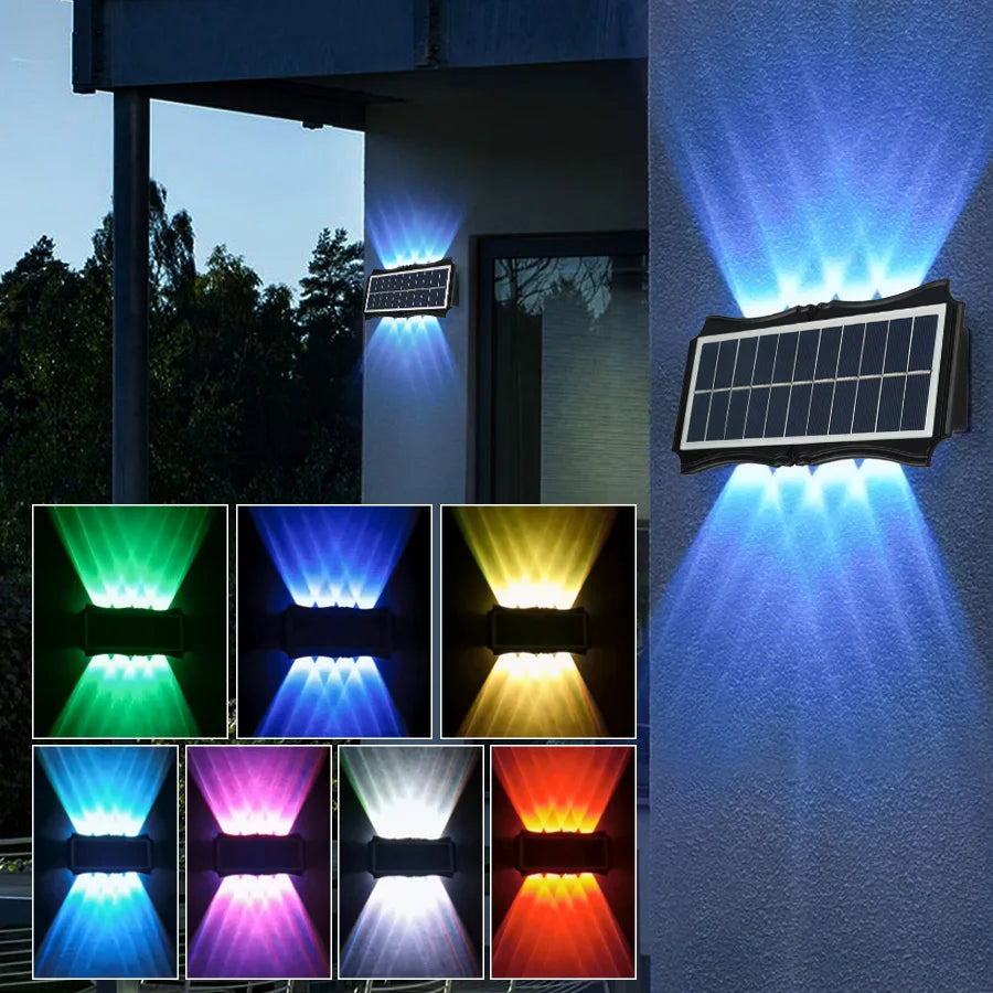 Solar LED Light Wall Lamp Outdoor Waterproof High Brightness Up And Down Luminous Lighting for Outdoor Garden Decoration