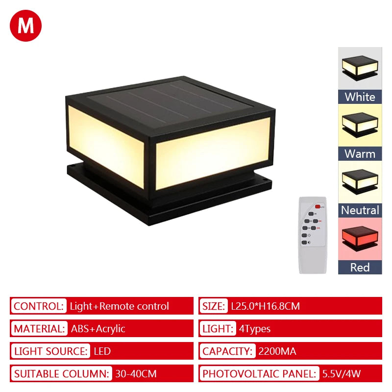 Solar LED Waterproof Lighting Outdoor Solar with Remote Control Dimming Porch Courtyard Garden Outdoor Decorative Lighting