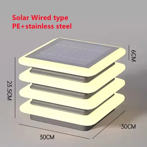 Waterproof Solar Wall Lawn Lamp Solar Column Head Light Outdoor Courtyard Door Pillar Lamp Outdoor Post Light Villa DoorLighting