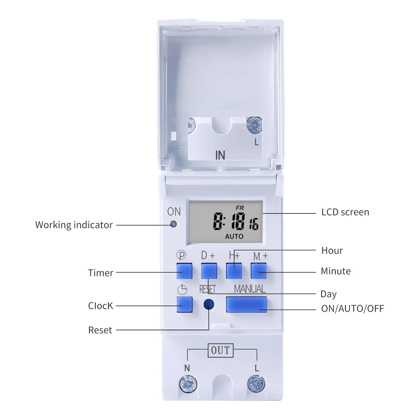 New type Din Rail 2 wire Weekly 7 Days Programmable Digital TIME SWITCH Relay Timer Control AC/DC 12V 24V 48V 16A 30A
