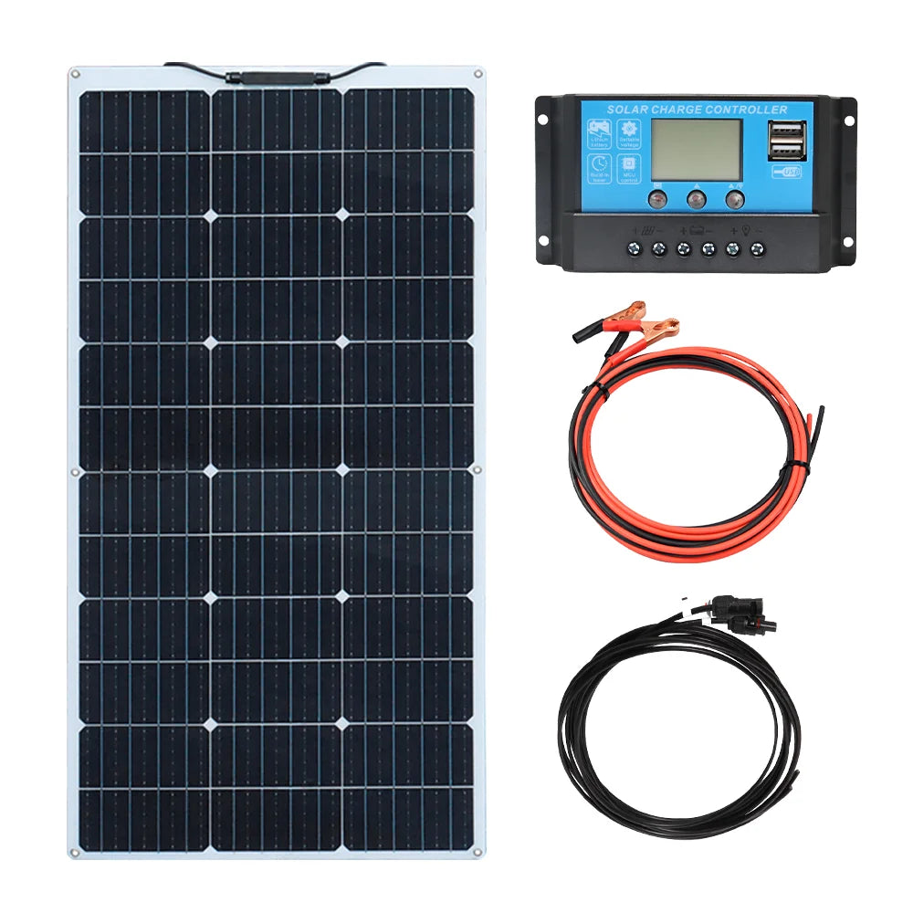 500W 400w 300W 200w 12v portable Solar Panel Flexible 18V 100W 1000W plate CELLS Monocrystalline silicon Panel Solar kit