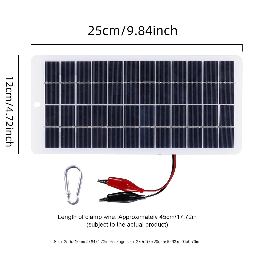 20W 12V Solar Panel Polysilicon Solar Panel Portable Solar Cell Solar Battery Charger Carabiner For Power Bank Outdoor Lamp Pump