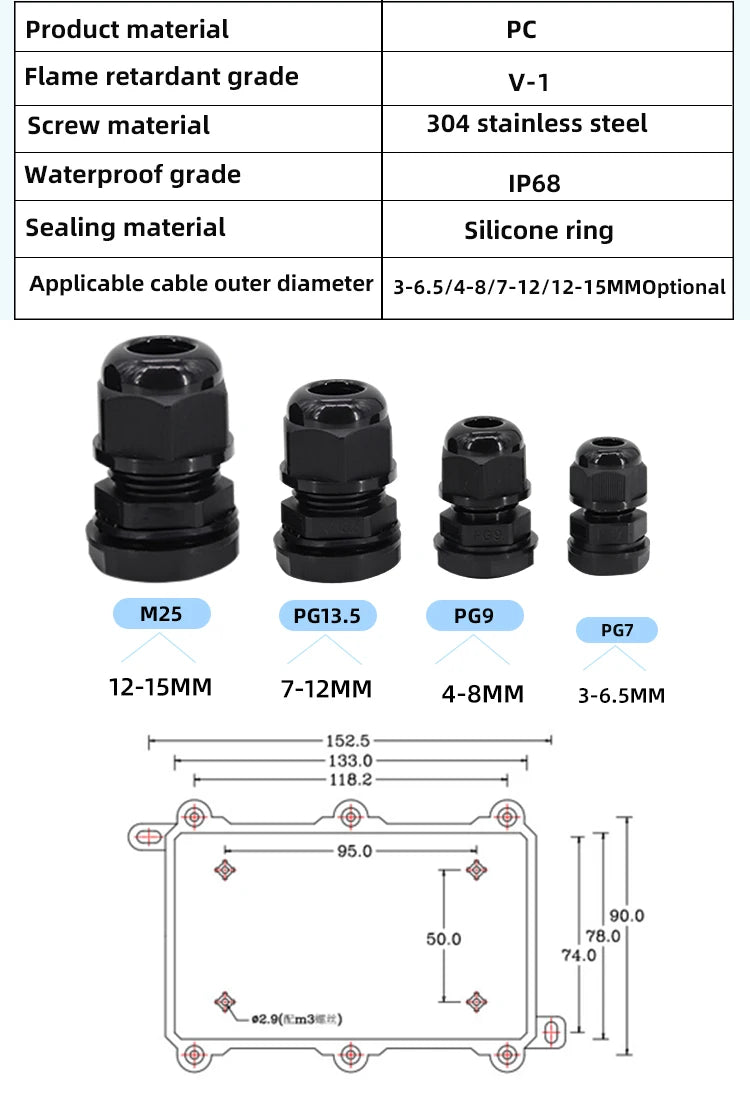 804 plastic waterproof junction box outdoor rainproof junction box electrical sealing box LED wiring PC flame-retardant buried