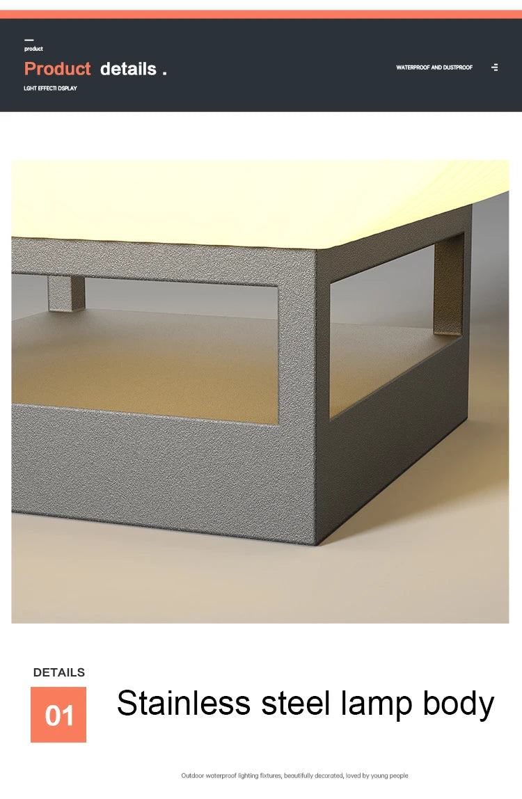 Solar Pillar Lights LED Wall Lamp Solar Energy Home Decor Lighting Outdoor Waterproof Fence Villa Gate Garden Door Courtyard