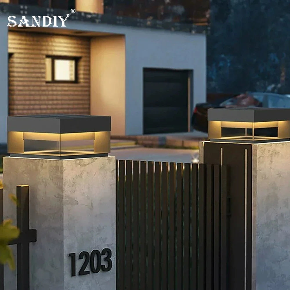 SANDIY Outdoor Wall Lights Solar Powered Fence Lamp Yard Pillar Lighting Villa Gate Waterproof Garden Street Decor Luminaires