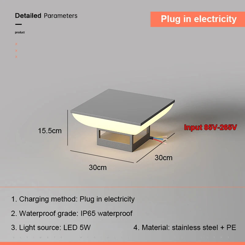 Solar Pillar Lights LED Wall Lamp Solar Energy Home Decor Lighting Outdoor Waterproof Fence Villa Gate Garden Door Courtyard