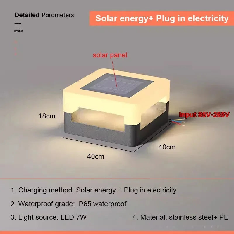 Outdoor Waterproof Solar Pillar Lights LED Wall Lamp Square Home Decor Solar Energy Super Bright Villa Lighting Door Gate Garden