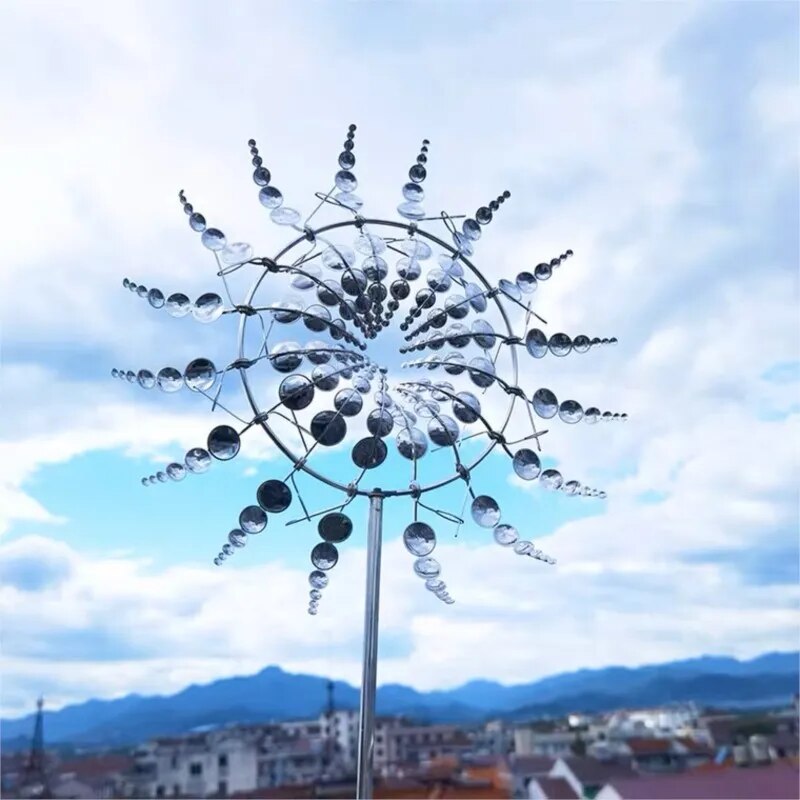 Patio Garden Lawn Outdoor Decoration Unique Wind Collectors Magical Kinetic Metal Windmill Spinner Solar Wind Powered Catchers