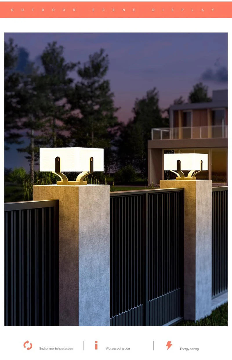 Solar Pillar Lights Home Decor Villa LED Wall Lamp Outdoor Waterproof Modern Gate Garden Lighting Solar Energy Super Bright Door