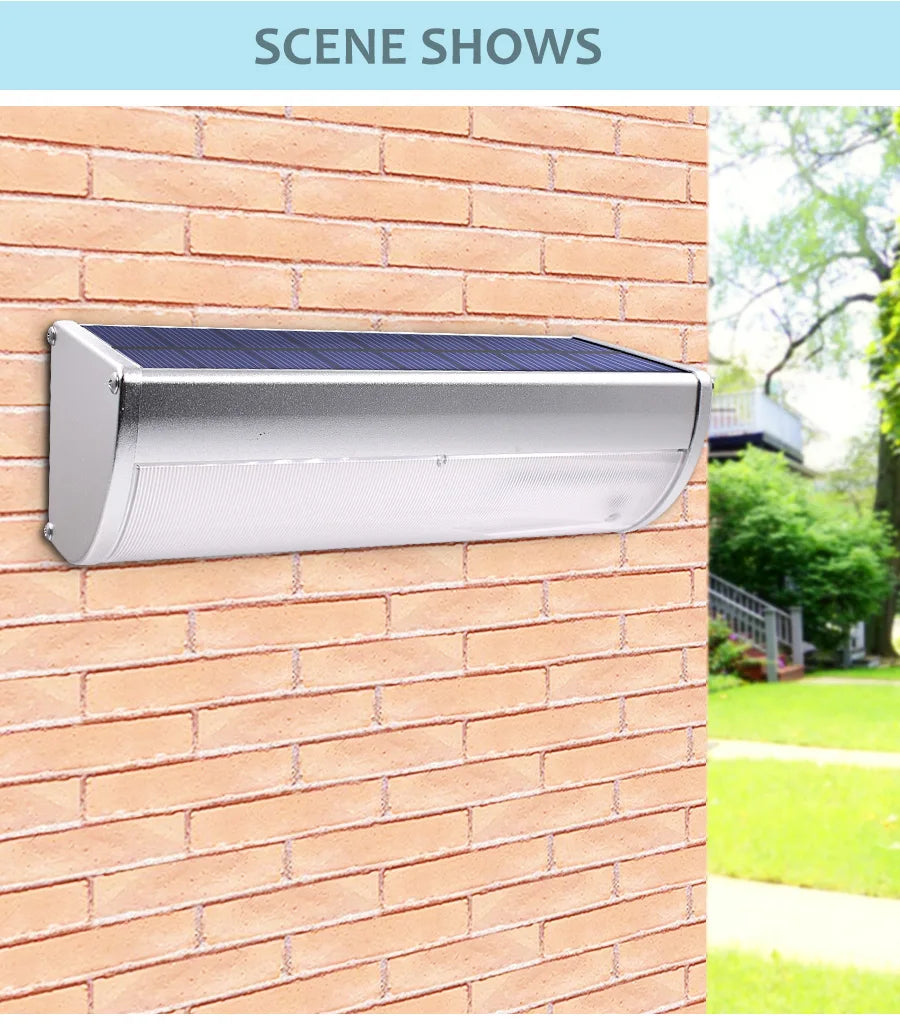 Super Bright Solar Led Lights Outdoor with Sensor 4 Modes Lamp Aluminium Shell Wall Lighting for Garden Security Lighting