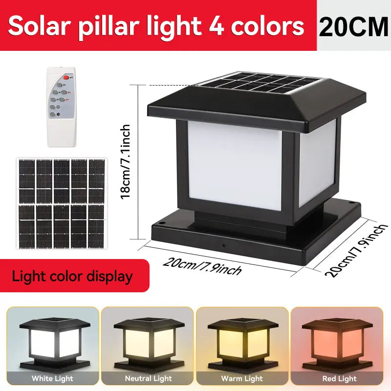 LED Solar Lights Outdoors Waterproof Solar Column Light Classical style Timed with Remote Control LED Light for Garden Patio