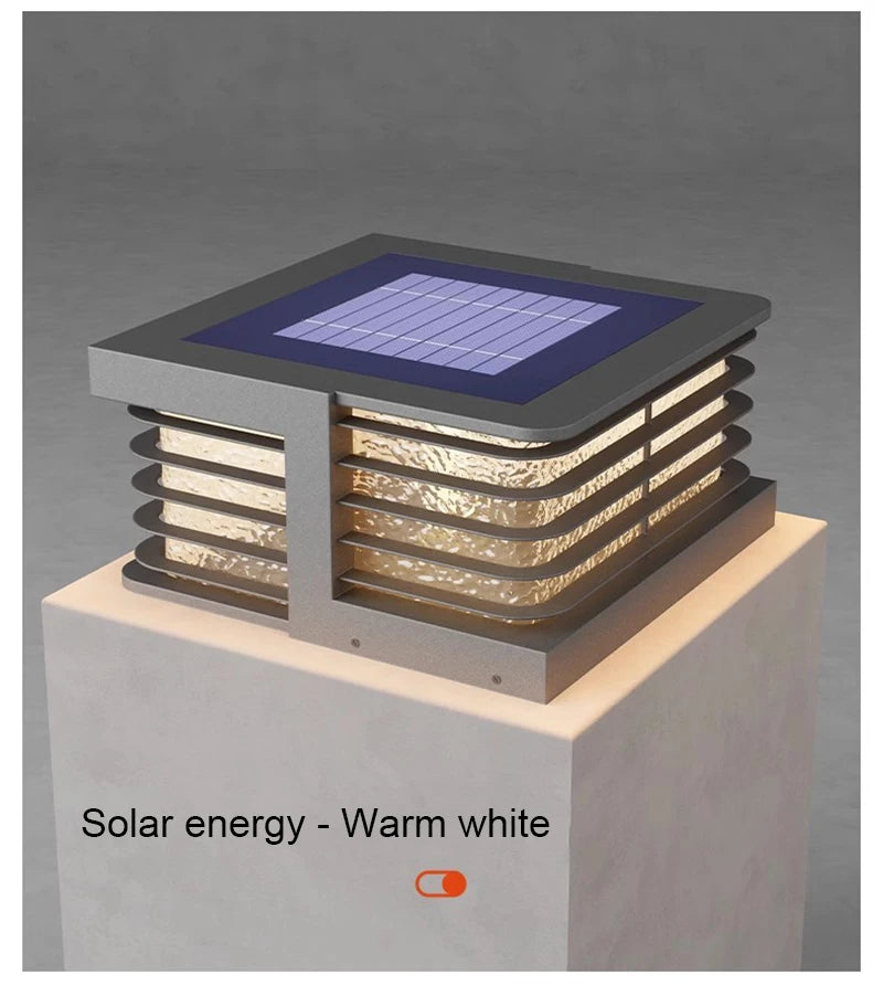 Solar Pillar Lights LED Wall Lamp Outdoor Waterproof Solar Energy Home Decor Lighting Fence Villa Gate Garden Door Courtyard