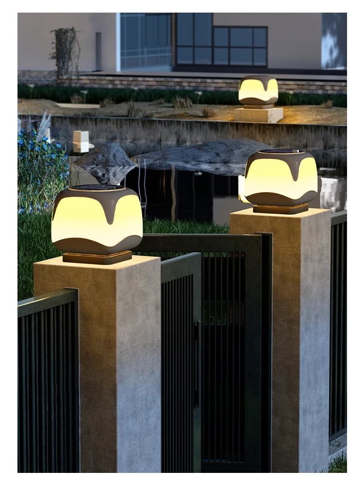 Solar Pillar Lights Outdoor Waterproof Lighting Solar Energy Doorpost Lamp LED Wall Lamp Home Decor Fence Villa Gate Garden Door