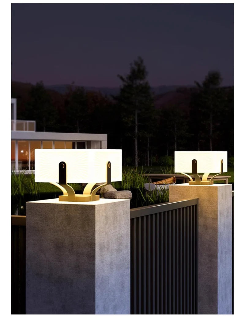 Solar Pillar Lights Home Decor Villa LED Wall Lamp Outdoor Waterproof Modern Gate Garden Lighting Solar Energy Super Bright Door