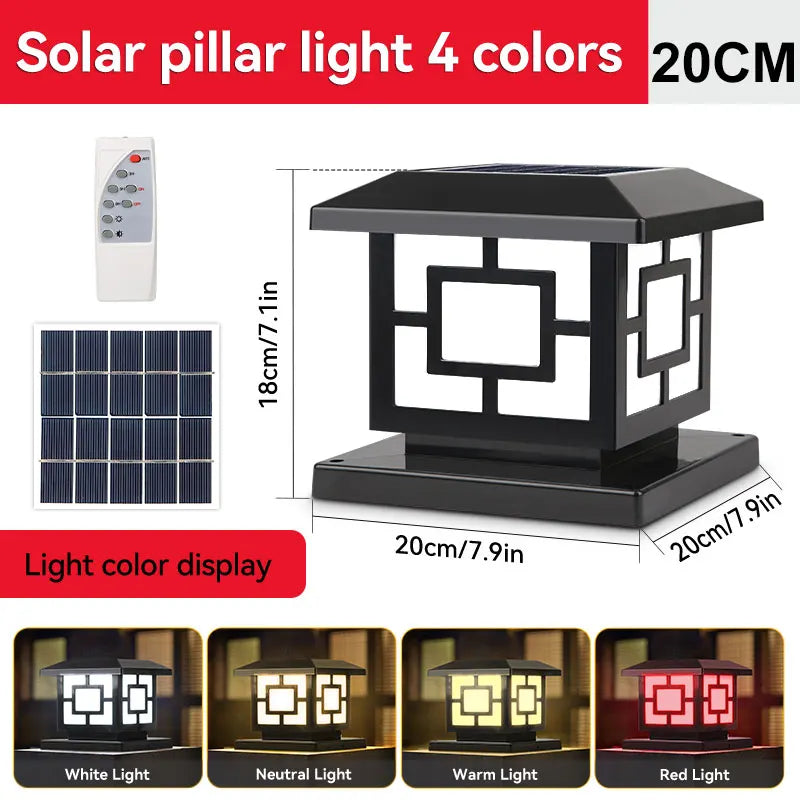 LED Solar Lights Outdoors Waterproof Solar Column Light Classical style Timed with Remote Control LED Light for Garden Patio