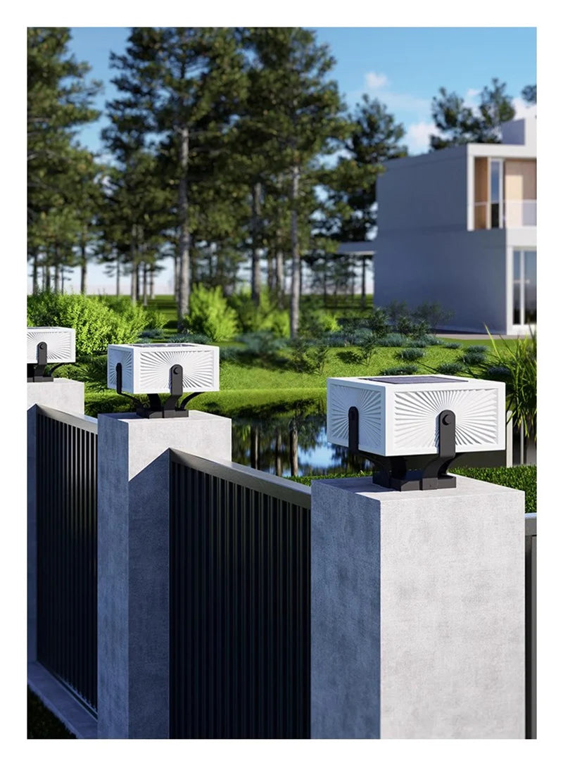 Solar Pillar Lights Home Decor Villa LED Wall Lamp Outdoor Waterproof Modern Gate Garden Lighting Solar Energy Super Bright Door